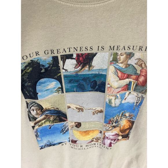 Unisex Ivory Michelangelo Art Graphic Crewneck Sweatshirt Unisex XL - Picture 5 of 10